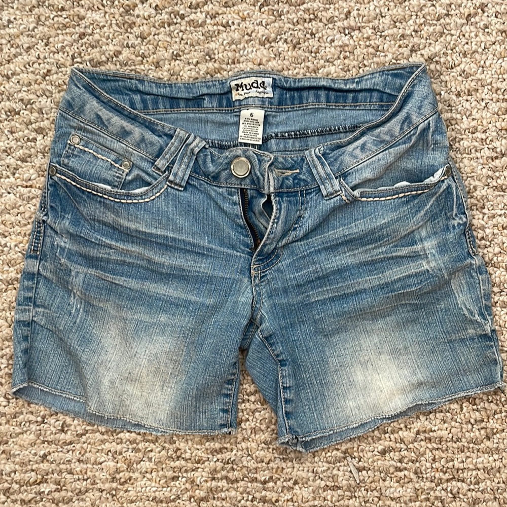 Mudd Faded Blue Jean Mid Length Shorts
